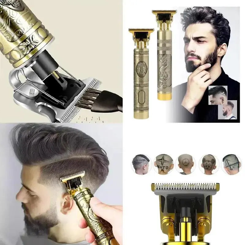 Máquina de corte de cabelo masculina com design aleatório elétrico profissional.