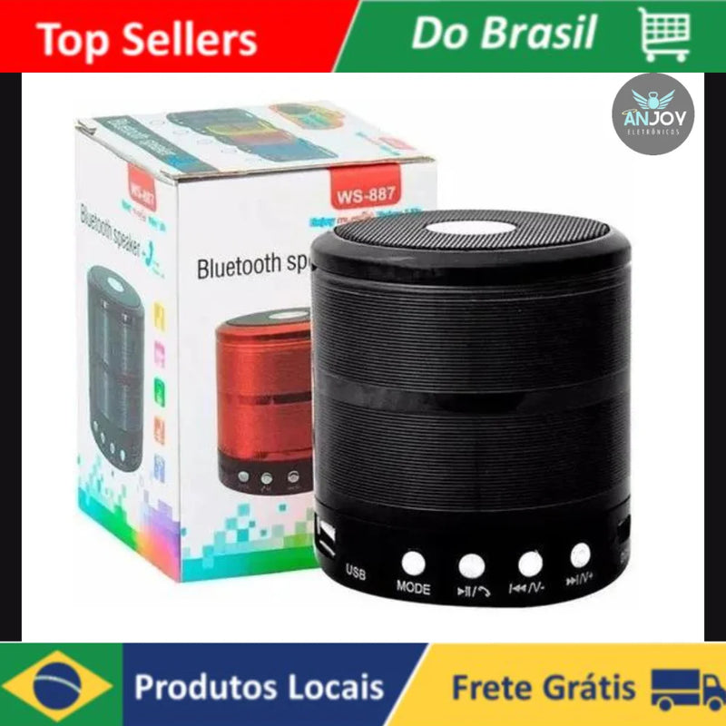 Mini Caixinha De Som Bluetooth Sem Fio Caixa Portátil Speaker 887 Mp3 SD USB Várias Cores