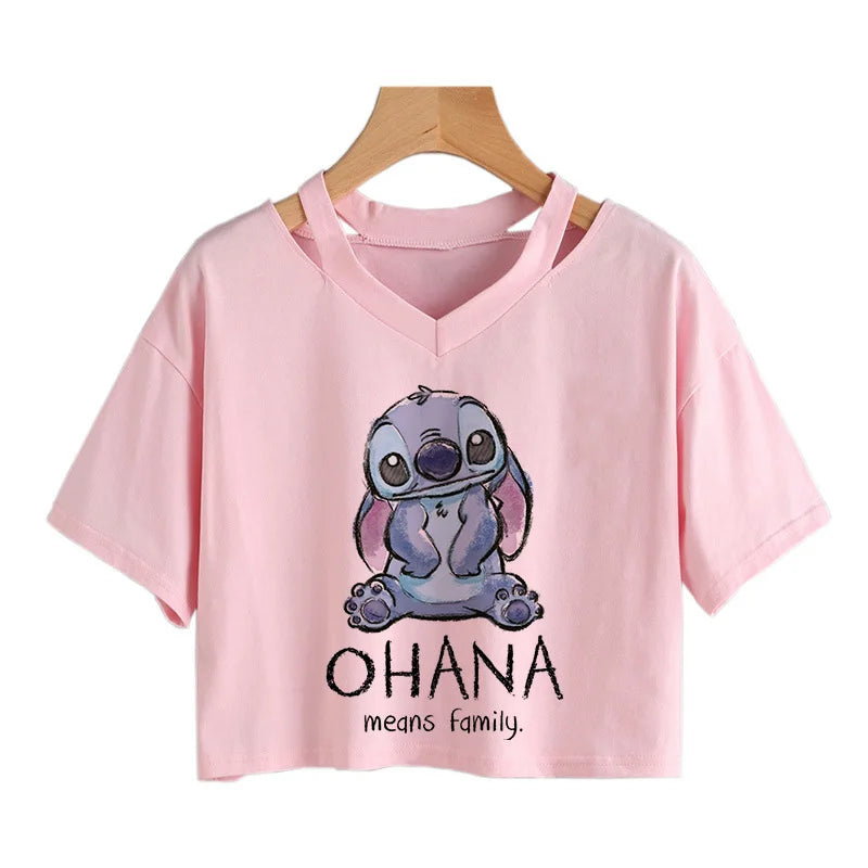 camisa feminina Lilo Stitch, camiseta gráfico streetwearm, top feminino.