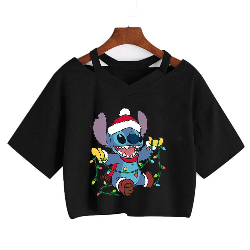 camisa feminina Lilo Stitch, camiseta gráfico streetwearm, top feminino.