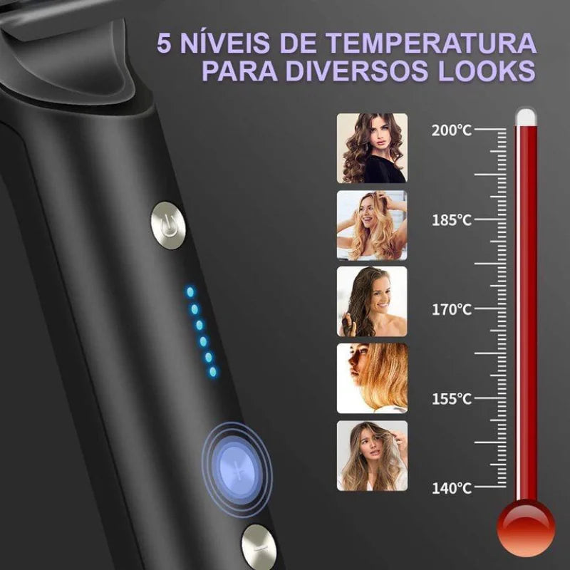 Escova Alisadora Bivolt 3 em 1 Alisa Hidrata Modela Alinha e Anti-Frizz