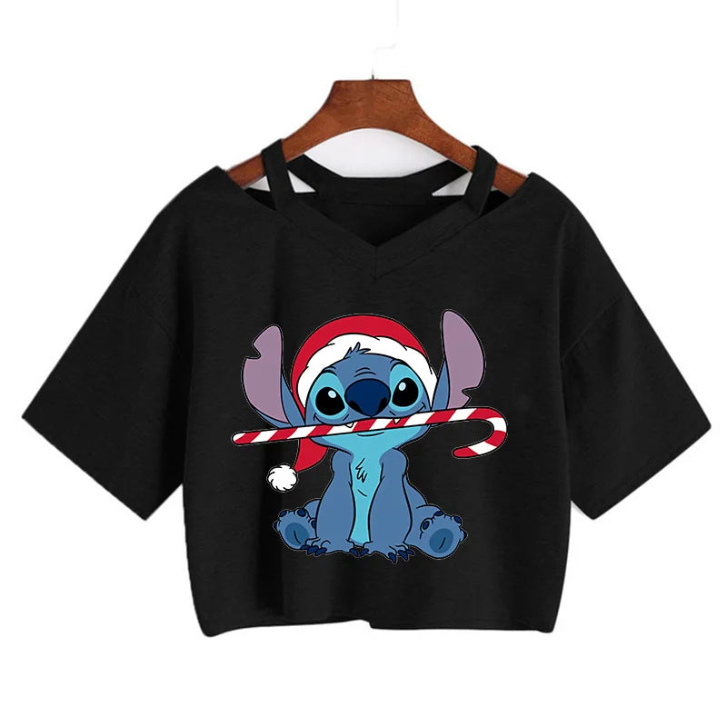 camisa feminina Lilo Stitch, camiseta gráfico streetwearm, top feminino.