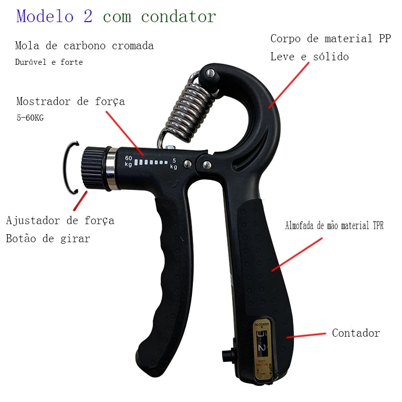 Aderência de mão Hand grip 5-60KG Exercite a força do antebraço e dos dedos