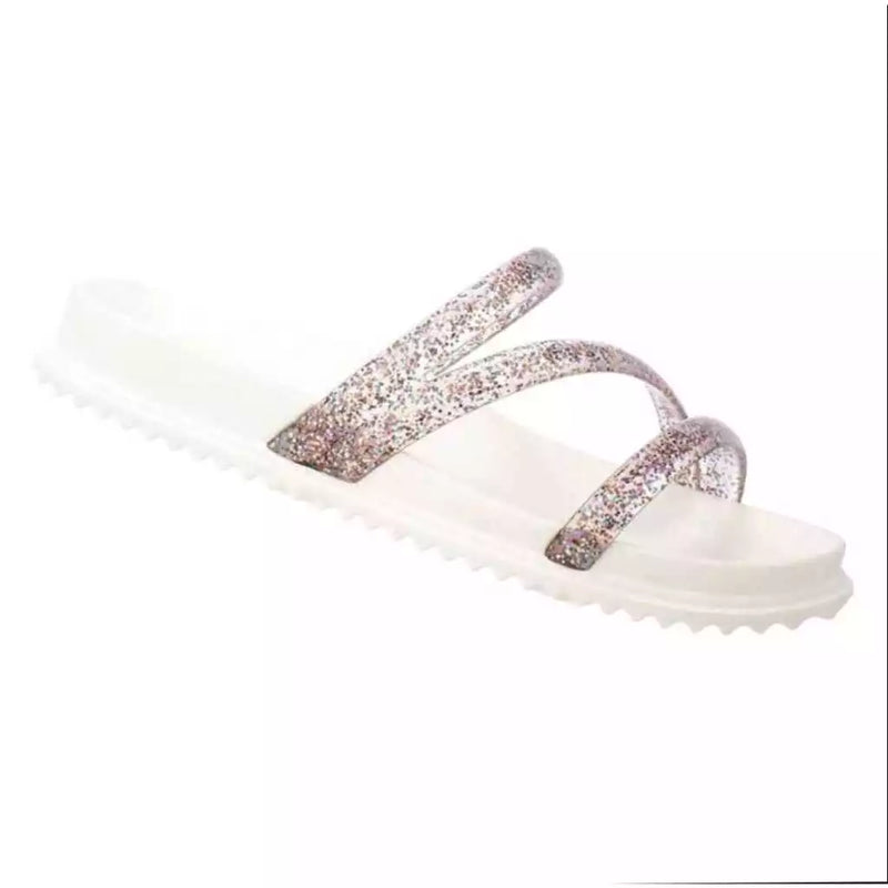 Sandália Papete Birken Glitter Rasteirinha Feminina Brilho Chinelo Confortável