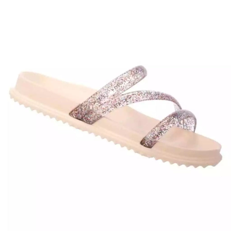 Sandália Papete Birken Glitter Rasteirinha Feminina Brilho Chinelo Confortável