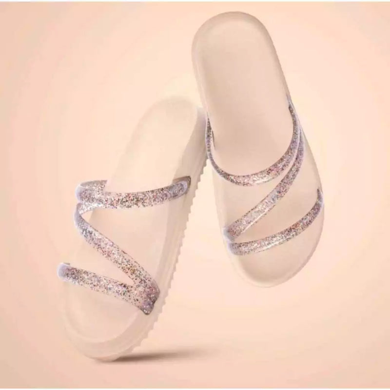 Sandália Papete Birken Glitter Rasteirinha Feminina Brilho Chinelo Confortável