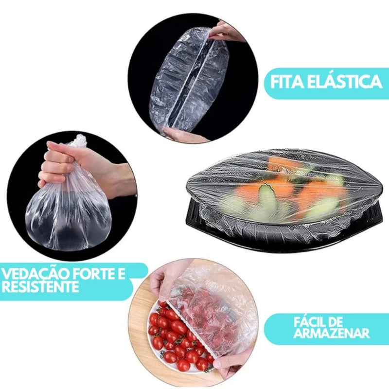 Kit 100 Tampa De Plástico descartável para alimento