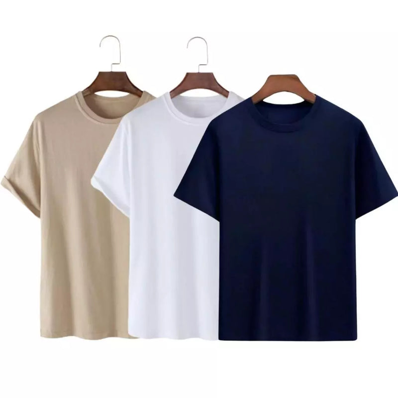 Kit 3 Camisetas Basica Streetwear Camisa T-Shirt Masculina Slim Promoção Algodão Varias Cores