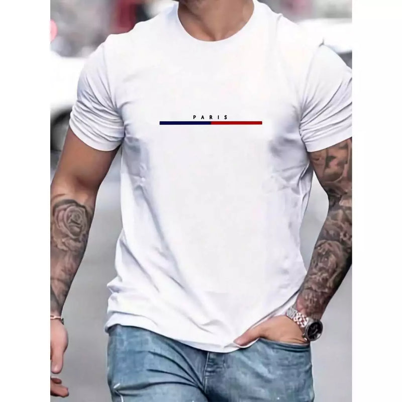 Camiseta Masculina Casual 100% Algodão fio 30.1 Paris France Moda Alternativa Streetwear