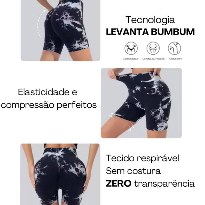 Kit 2 ou 1 Shorts Feminino Academia Marmorizado Zero Transparencia Cintura Alta Levanta Bumbum