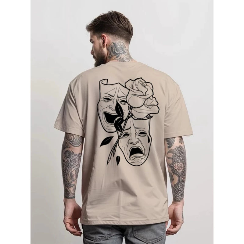 Camiseta Chora Agora Ri Depois Flor Camisa Masculina  Streetwear 100% Algodão Unissex