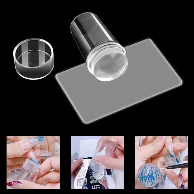 Kit 4 Pçs Carimbo De Unha Silicone Transparente Nailart Para Francesinha