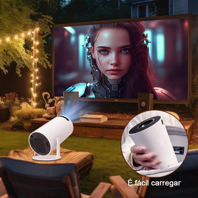 Projetor 4K HD Portátil HY300 Pro Wifi e Bluetooth Xbox, PS, Pc,Alto Falante Embutido