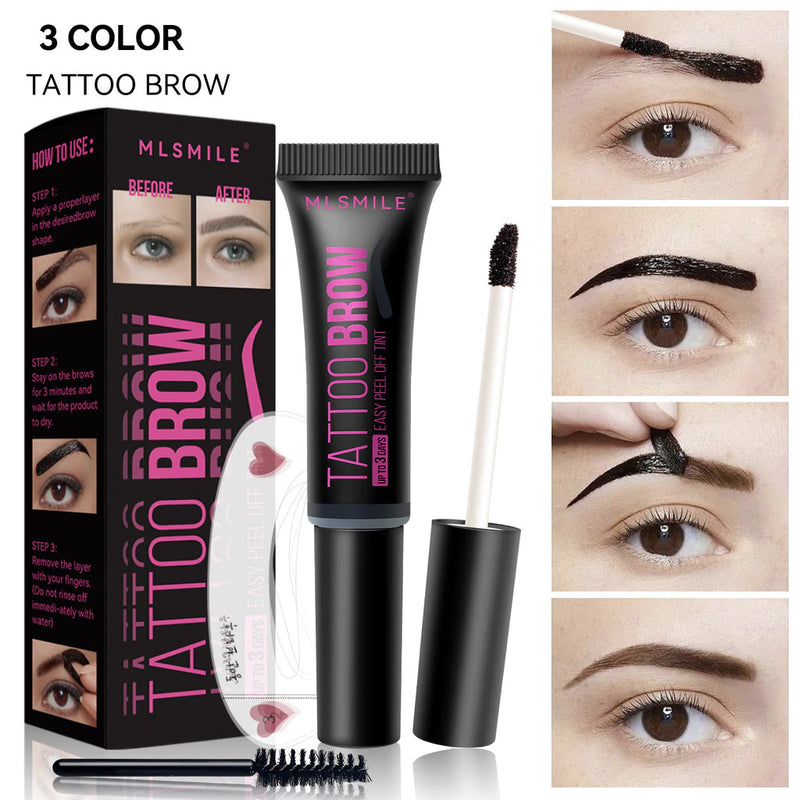 Gel Semi-Permanente Para Sobrancelhas À Prova D'água Tattoo Tint Long-lasting Black Brown Dye Eyebrow Cream Cosmético